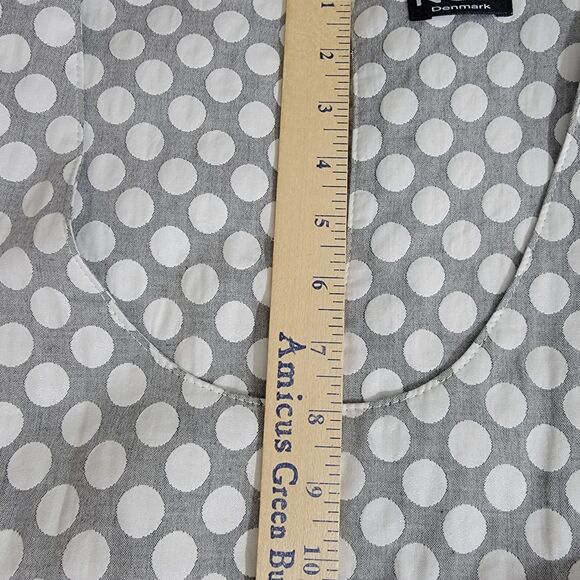 NOR Denmark Architectural Bubble Hem Grey Polka Dot Midi Dress Mod Size M NWOT - Picture 11 of 16